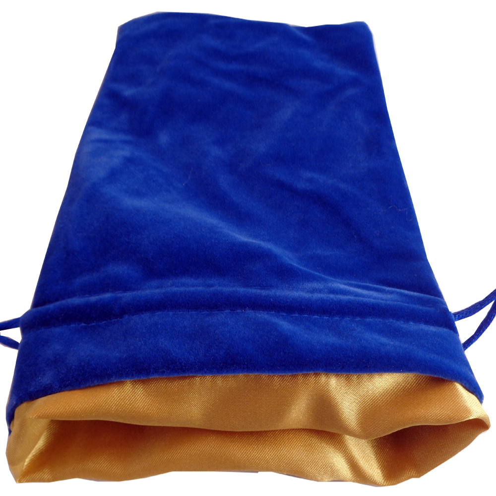 Fanroll Large Velvet Dice Bag - Blue w/ Gold Lining