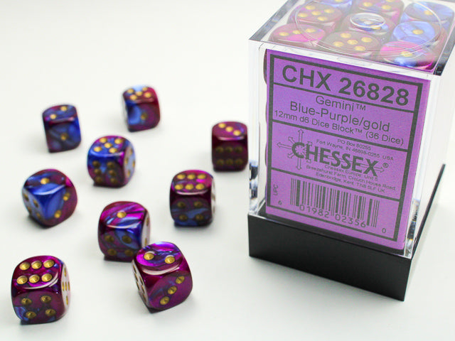 Gemini Blue-Purple/gold 12mm d6