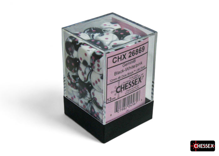 Gemini Black-White/pink 12mm d6