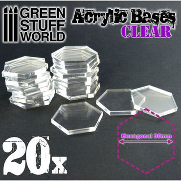 Acrylic Hexagonal Clear 30mm Bases