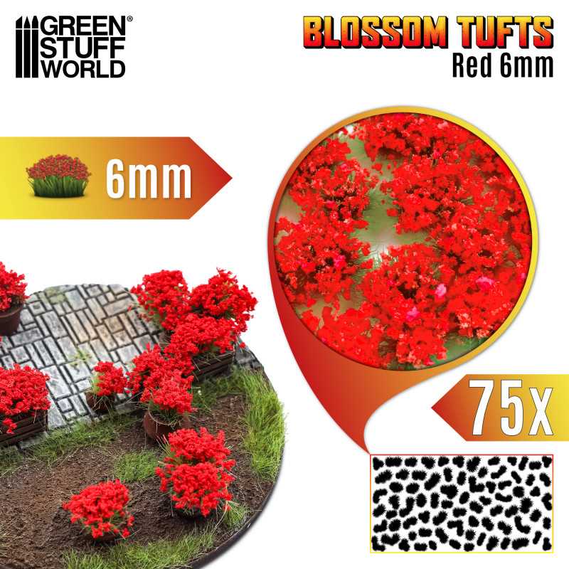 Blossom Tufts - Red - 6mm - 75x
