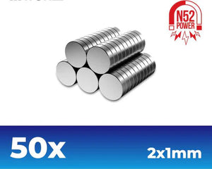 Neodymium Magnets 2x1mm - 50 units (N52)