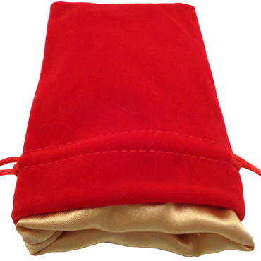 Small Velvet Dice Bag - Red w/ Gold Lining