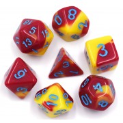 (Red+Yellow) Blue font Blend color dice set