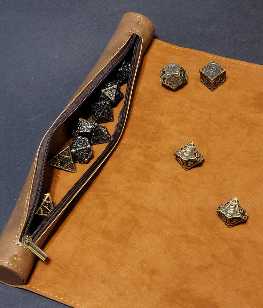 Faux Leather Rolling Mat & Dice Caddy