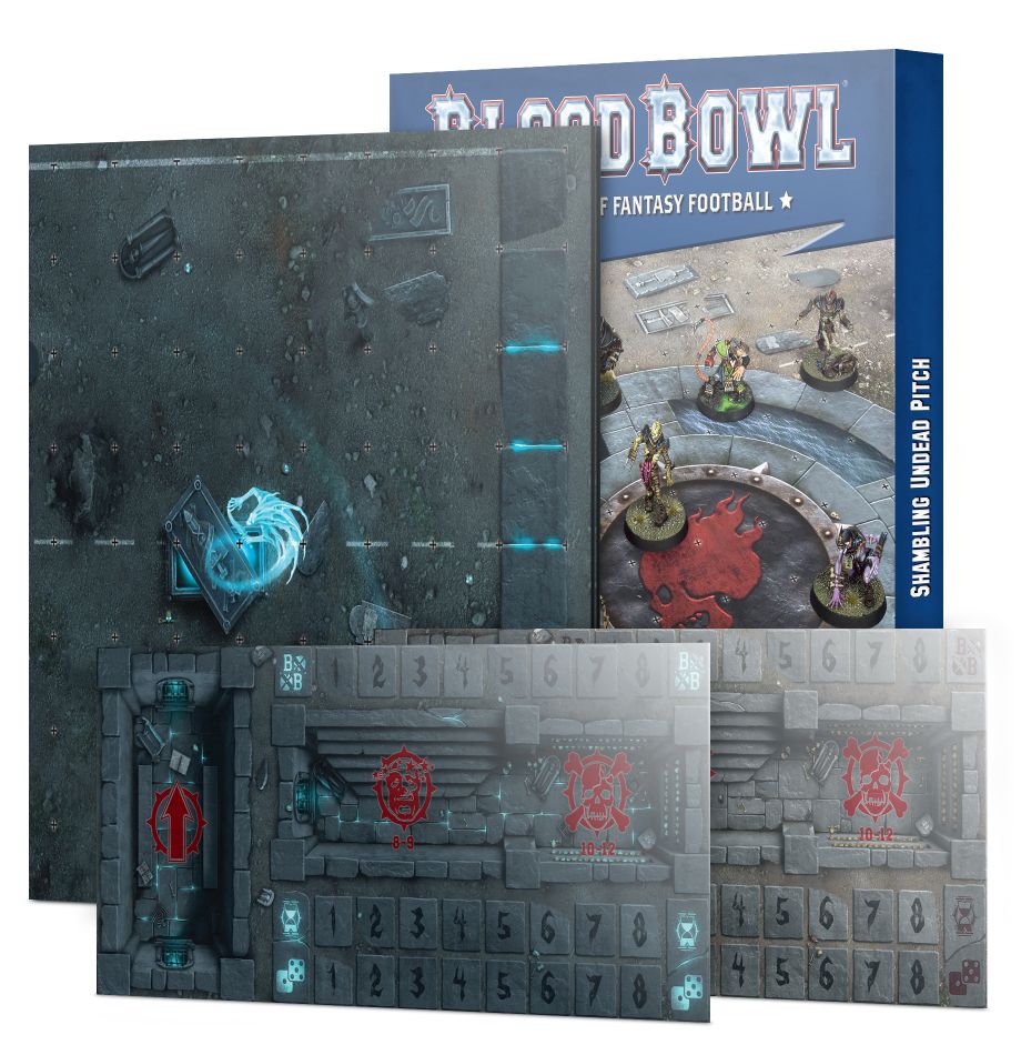 Shambling Undead Pitch: Double-Sided Blood Bowl Pitch And Dugouts