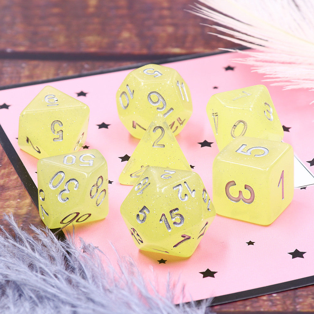 Yellow Translucent Glitter Dice Set