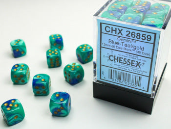 Gemini 36D6 Blue-Teal/ Gold 12mm